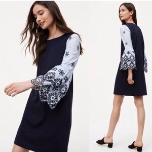 LOFT eyelet bell sleeve shift dress size MEDIUM